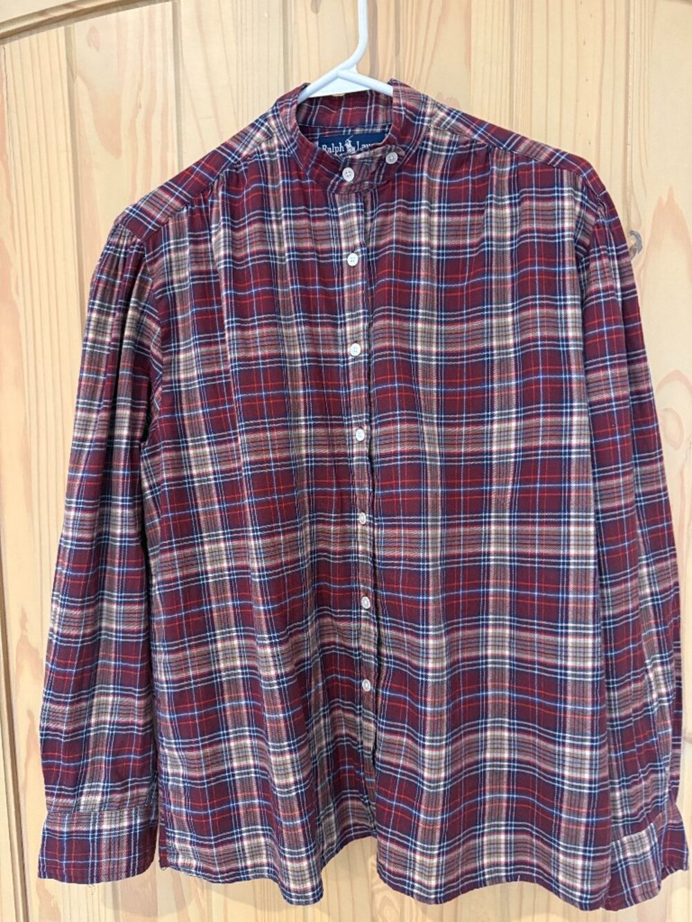 VINTAGE 90s Ralph Lauren Banded Collar Button Down Shirt w/ Matching Self-Tie EU